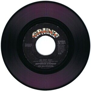 Jefferson Starship ‎45 No Way Out / Rose Goes To Yale on Grunt VG+ Rock '84
